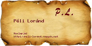 Péli Loránd névjegykártya
